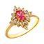 Picture of Red CZ Rhombus Ring Gold Plated