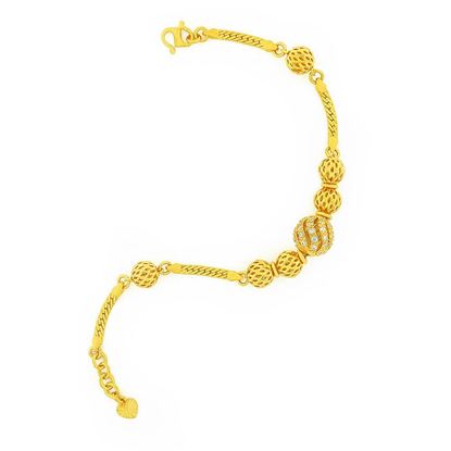 Picture of Ball Bead Flat Curb Chain Bracelet Gold Plated