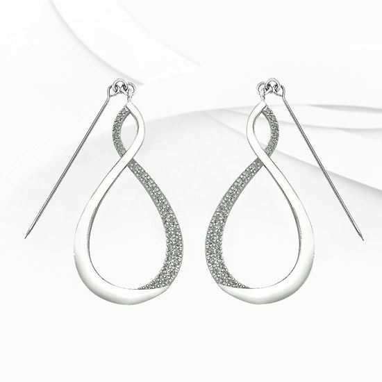 Picture of Twisted Infinity Hijab Drop Earrings Rhodium Plated