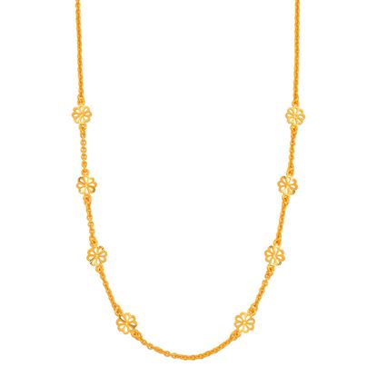 Picture of Gold Plated Chain Necklace with Flower Charms