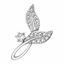 Picture of Double Curved Leaves Mini Brooch Rhodium Plated with CZ