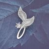 Picture of Double Curved Leaves Mini Brooch Rhodium Plated with CZ